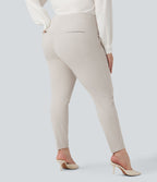 Legging de travail gainant taille haute grande taille motif chevrons avec poches