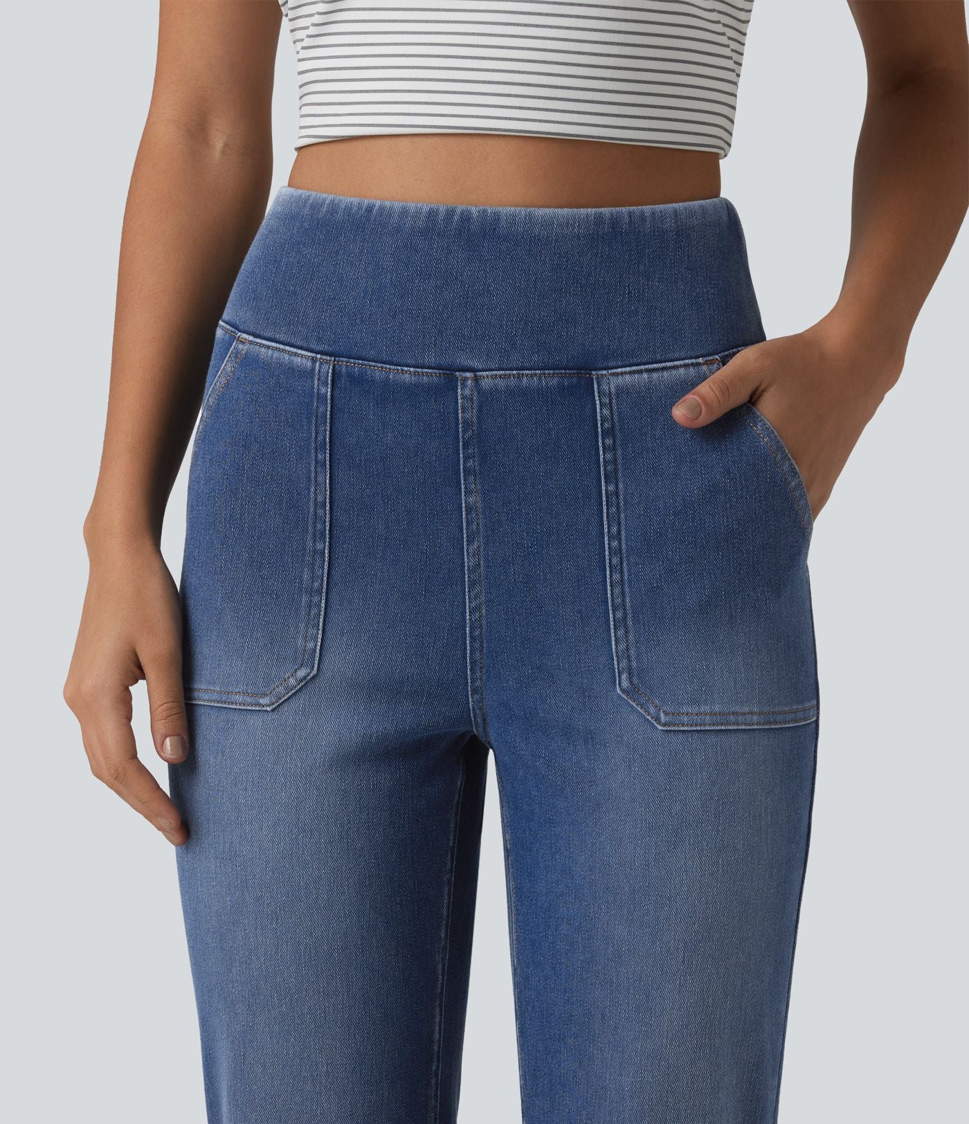Halara Flex™ Jean bootcut casual taille haute ventre plat avec poches