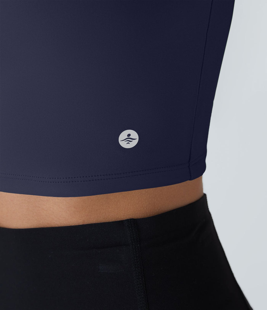 Débardeur yoga court SoftlyZero™ Airy col carré dos nu bretelles croisées effet frais InstantCool, bonnets A-C, protection solaire UPF50+