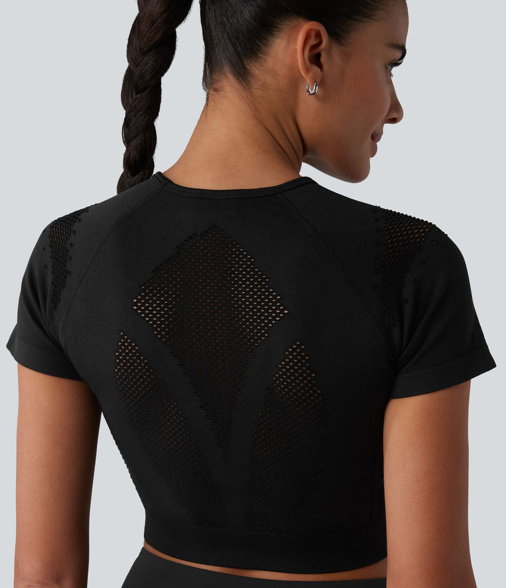 OneForm Seamless Flow Crop top de sport en mesh respirant sans couture