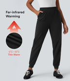 Jogging décontracté  thermique taille haute séchage rapide avec poches-UPF40+