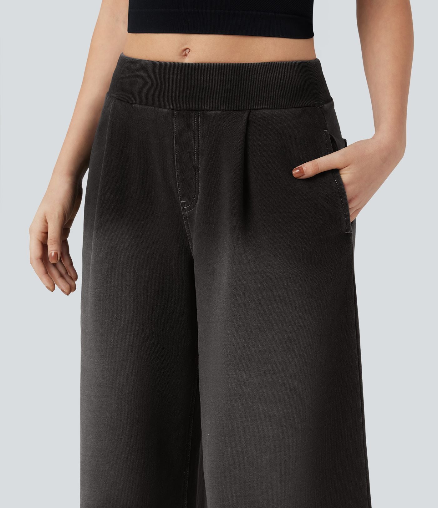Jean jogging Halara Flex™ large évasé molleton français taille mi-haute avec poches