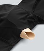 Haut yoga crop SoftlyZero™ séchage rapide Quick Dry à col diamant, manches courtes, mesh et coussinets amovibles