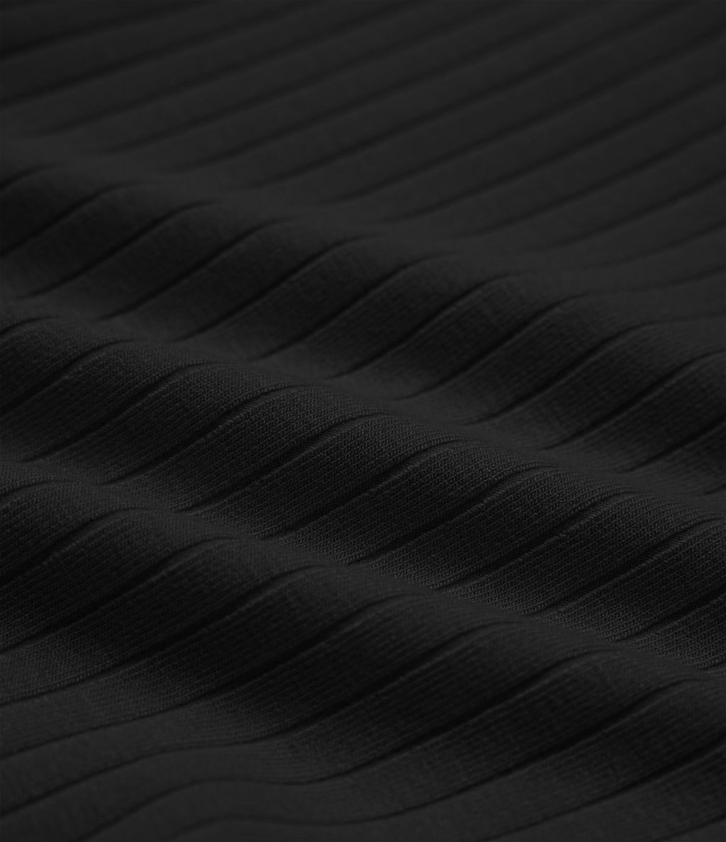 Pantalon décontracté maille côtelée taille haute avec poches
