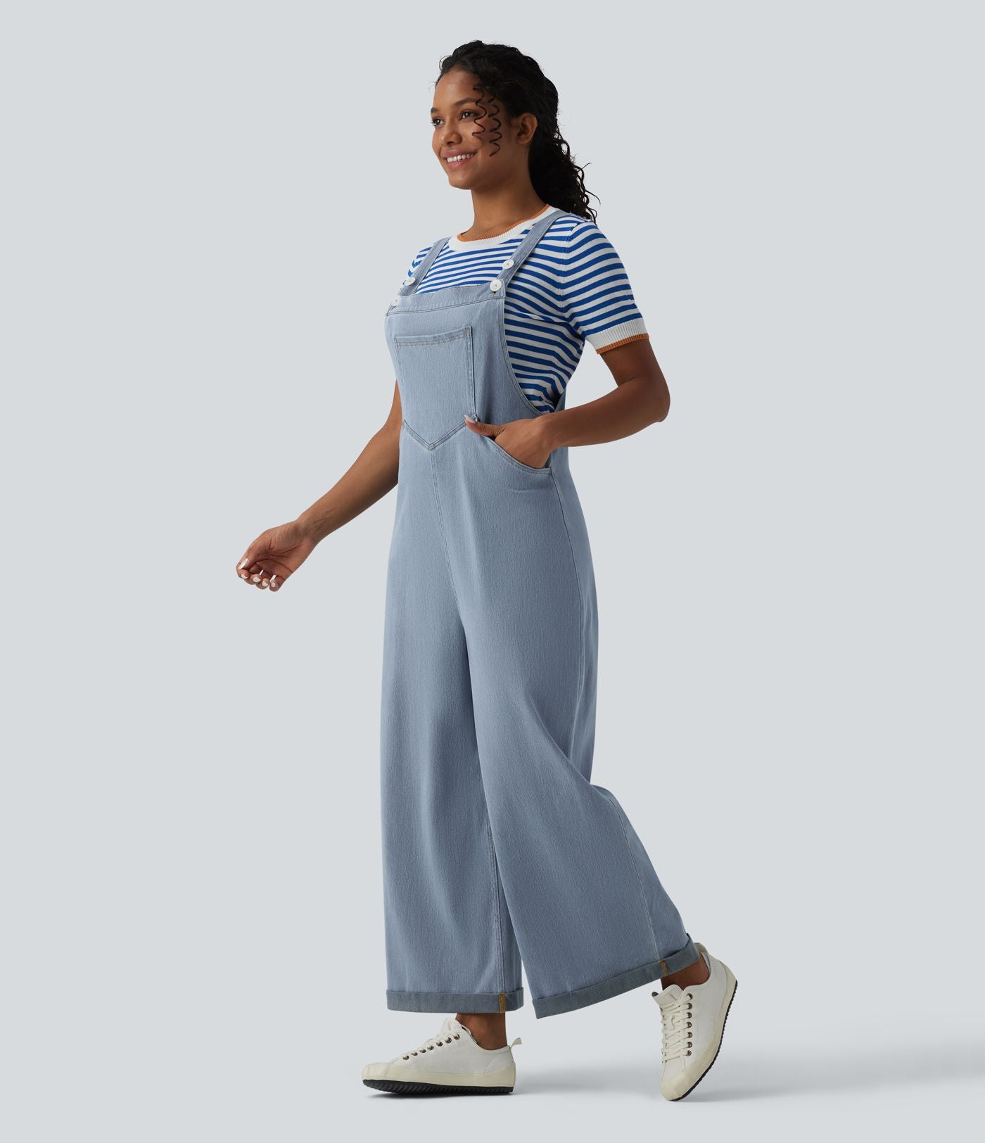 Halara Flex™ Salopette en denim coupe large avec poches