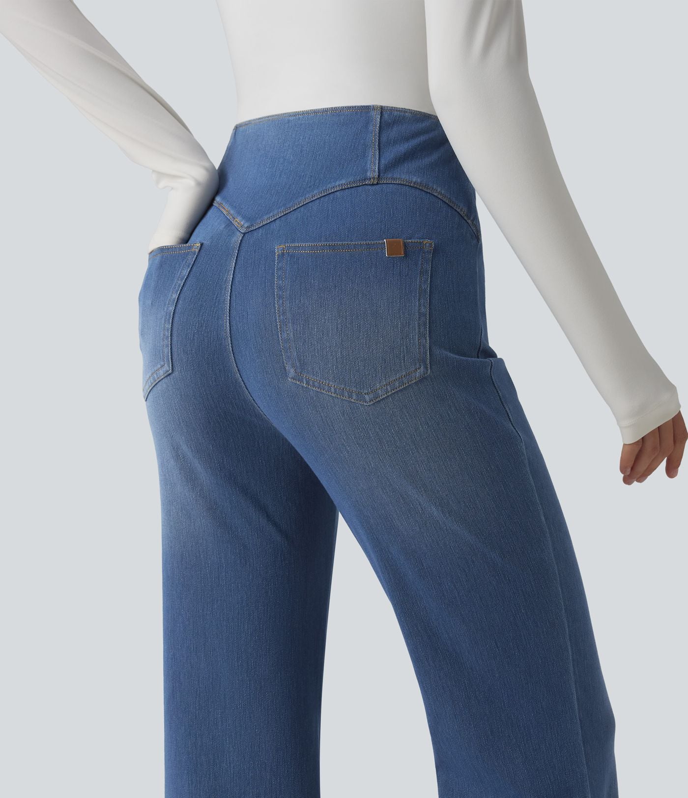 Halara Flex™ Jean évasé casual taille haute ventre plat avec poches