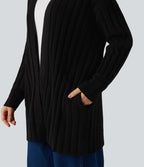 Cardigan décontracté à manches longues avec poches
