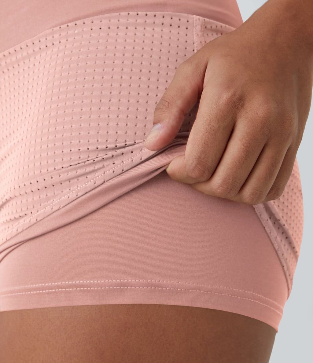 Shorts 2' Casual 2 en1 Taille Haute Empiècement en Maille dans le Dos et Poches