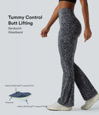 Legging de yoga bootcut taille haute gainant effet push-up imprimé léopard Halara UltraSculpt™ avec poches