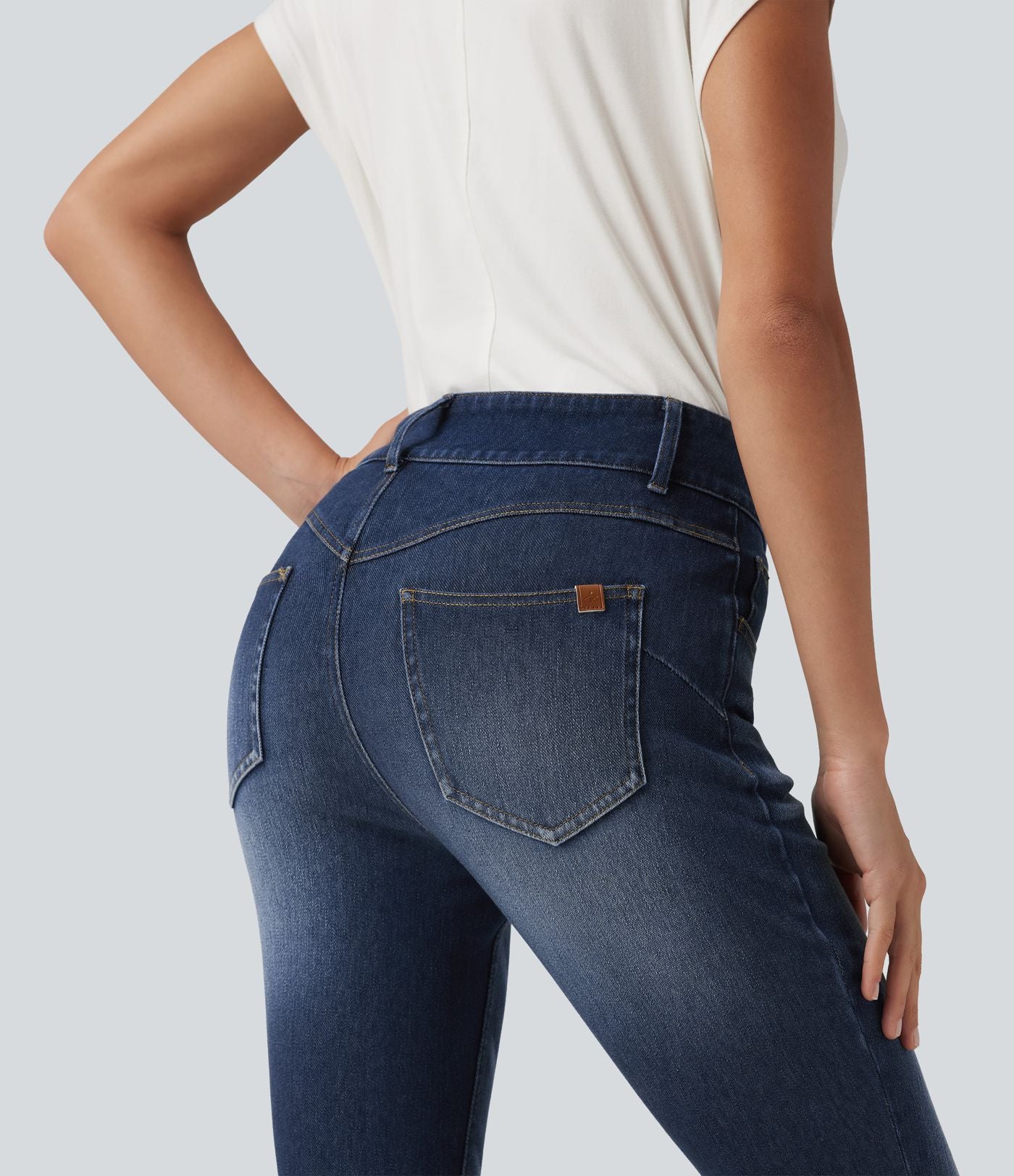 Jean skinny Halara Flex™ taille mi-haute délavé avec poches
