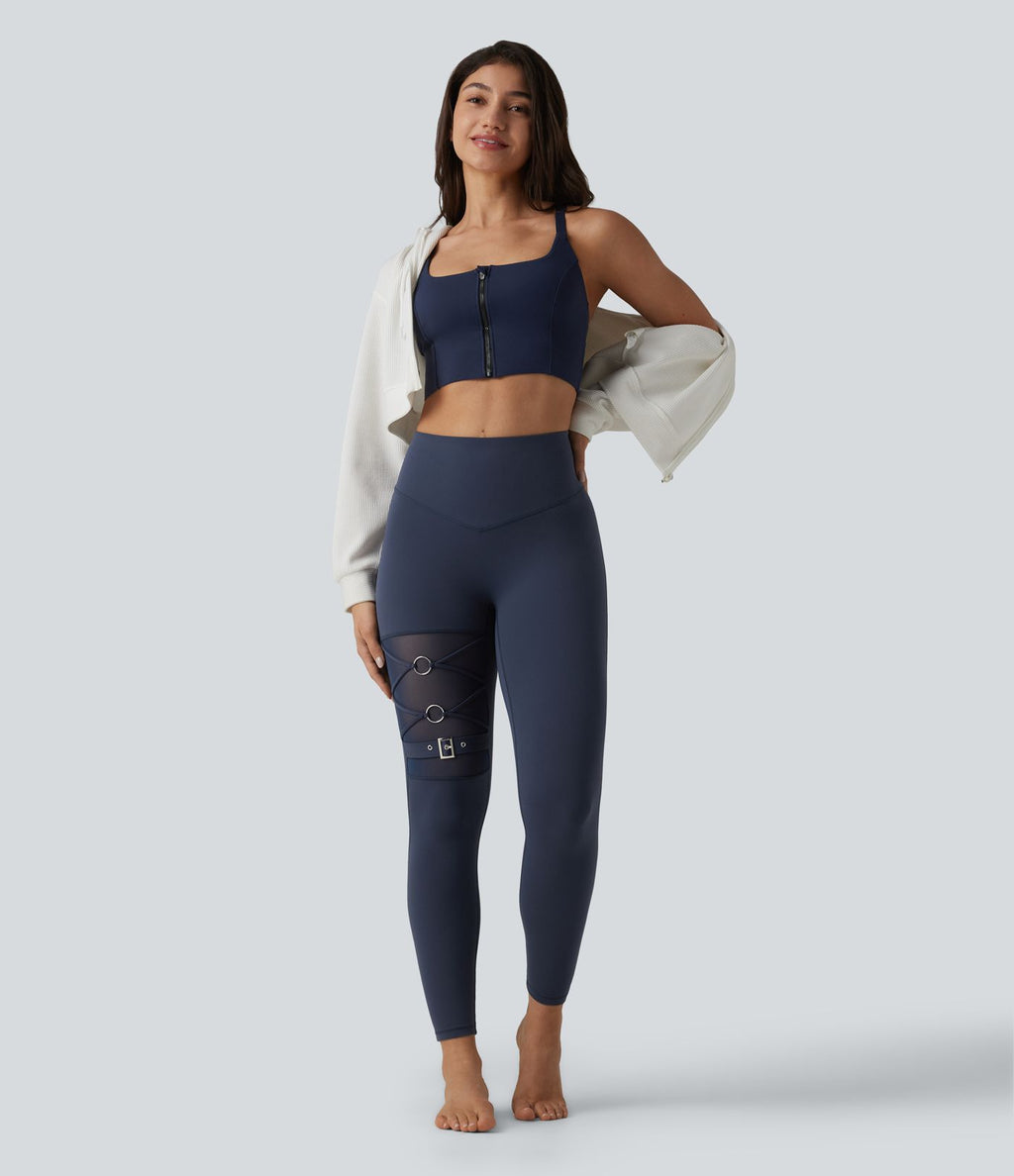 Halara UltraSculpt™ Legging de yoga 7/8 taille haute ventre plat avec maille respirante et boucle