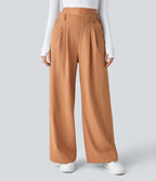 Pantalon Tailleur Large Fluide Halara Flex™ Gaufré Taille Haute Poches Latérales