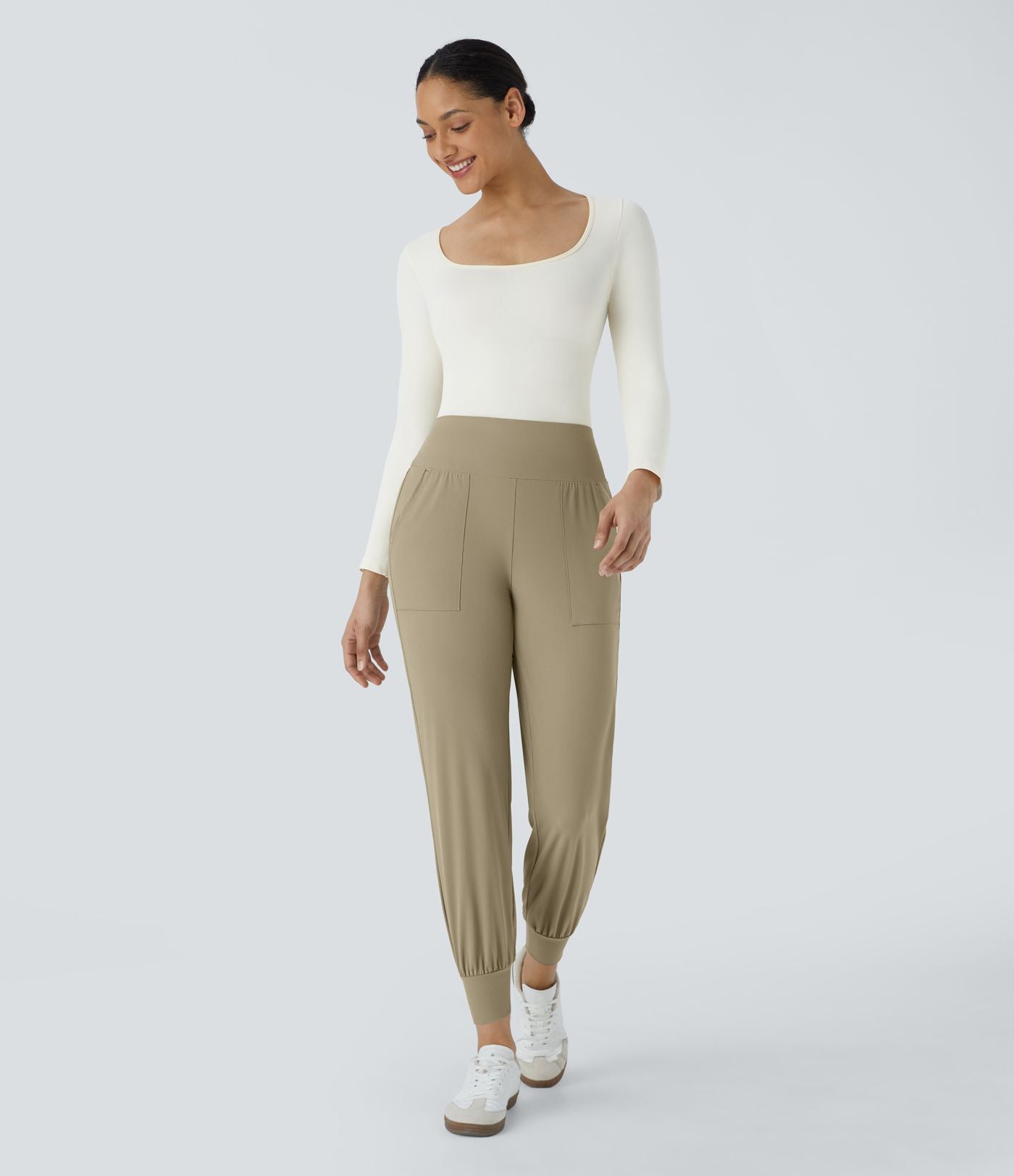 Jogging Casual Uni Taille Haute Poche Latérale
