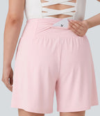Bermuda de yoga grande taille SoftlyZero™ Airy taille haute effet frais InstantCool avec poches