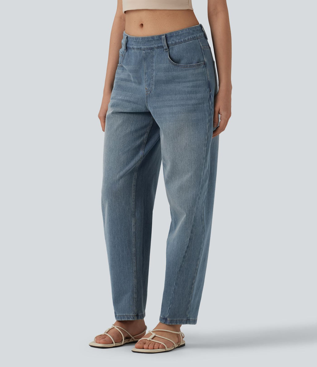 Jean Barrel 7/8 Halara Flex™ casual taille basse jambes tonneau avec poches