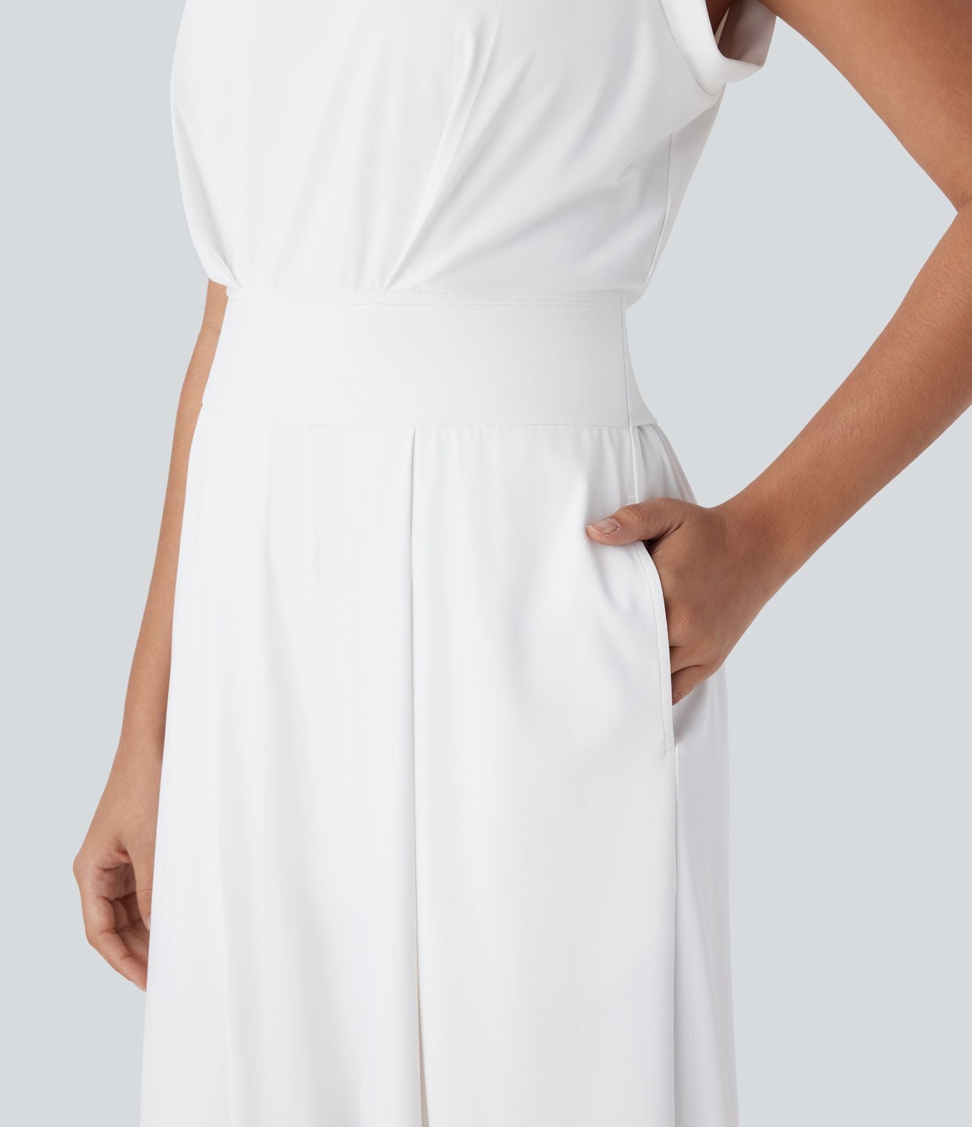 Softlyzero™ Quickdry col rond sans manches dos ajouré avec poche latérale combinaison de yoga - Édition Easy Peasy