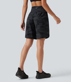 Short de running Halara UltraSculpt™ gainant taille haute imprimé camouflage avec ourlet arrondi et poche - 23 cm