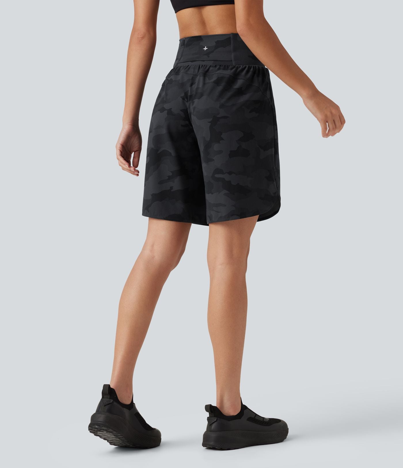 Short de running Halara UltraSculpt™ gainant taille haute imprimé camouflage avec ourlet arrondi et poche - 23 cm