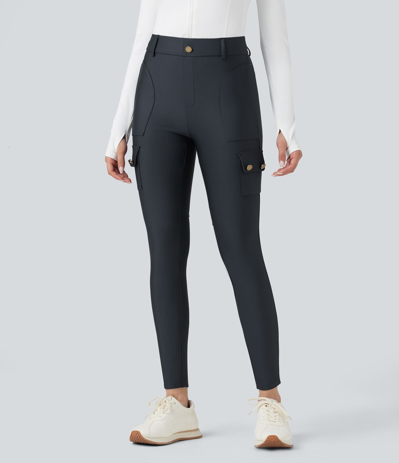 Legging 7/8 brillant taille haute avec poches