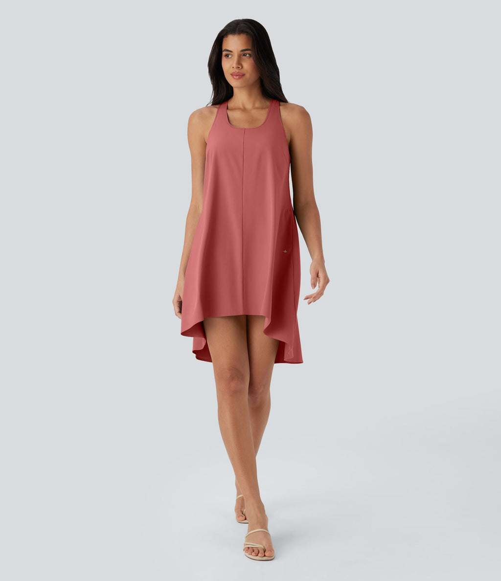 Robe décontractée mini fluide Breezeful™ à dos nageur, poches latérales, ourlet asymétrique et séchage rapide