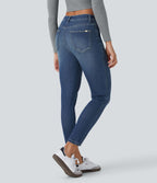 Jean skinny 7/8 décontracté taille basse Halara Flex™ avec poches zippées