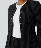Blazer travail ouvert col rond manches longues