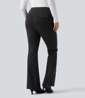 Pantalon tailleur évasé taille haute avec poches