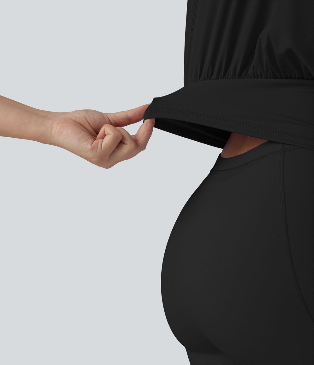 Robe de tennis courte 2 en 1 à manches courtes crantées avec poche - Édition Easy Peezy