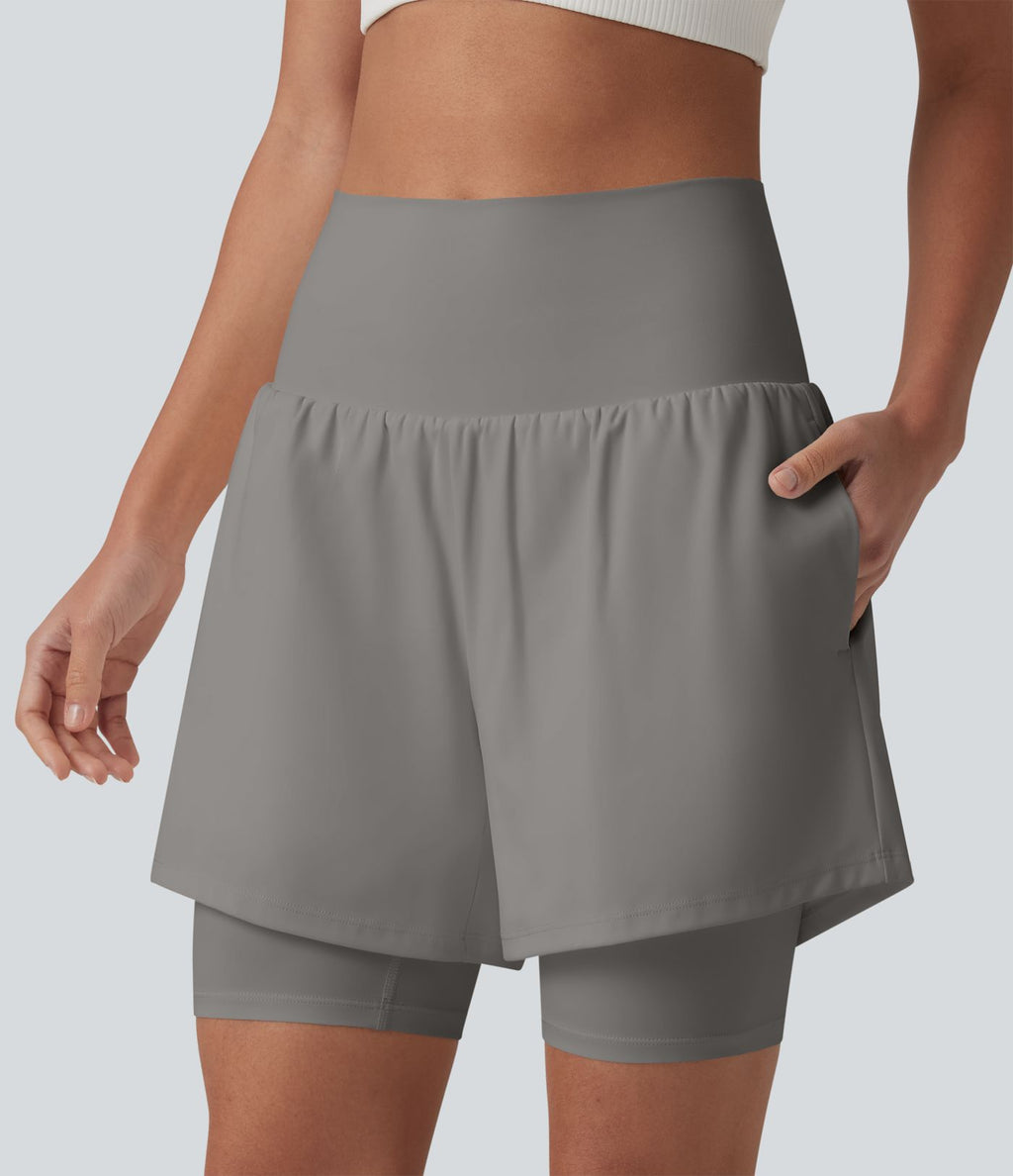 Short de yoga SoftlyZero™ Airy 2-en-1 taille ultra-haute effet frais InstantCool 17,5 cm avec poches