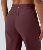 Jogging de danse fuselé froncé séchage rapide effet frais InstantCool taille haute avec cordon de serrage et poches, protection solaire UPF40+
