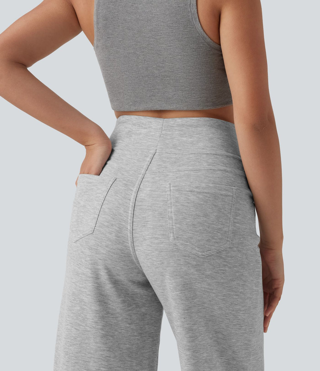 Pantalon casual large taille haute avec poches