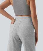 Pantalon casual large taille haute avec poches