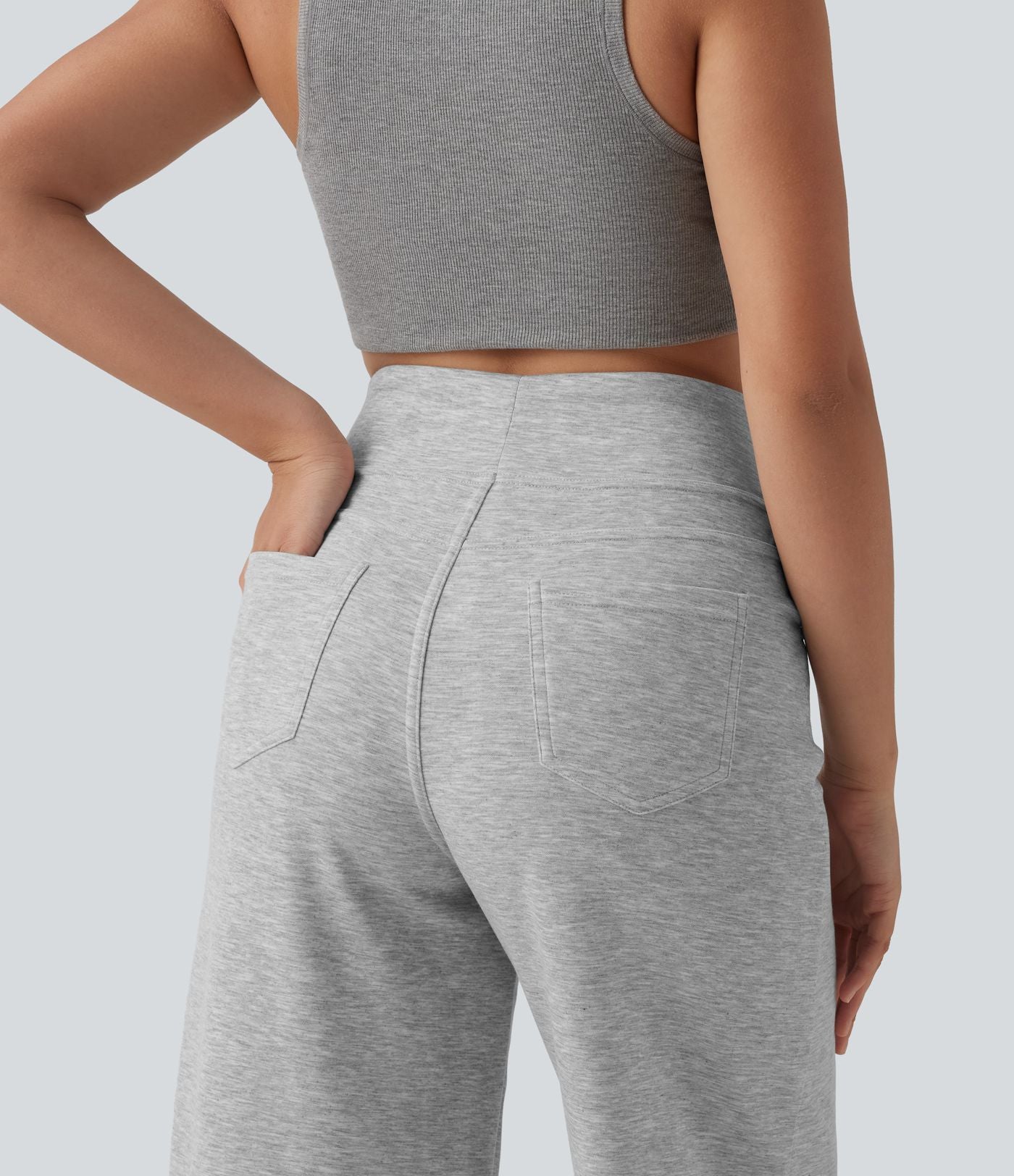 Pantalon casual large taille haute avec poches