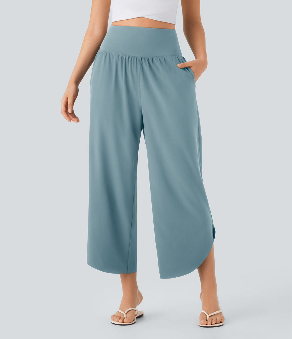 Pantalon fluide resort Breezeful™ à séchage rapide, coupe fendue et effet ventre plat