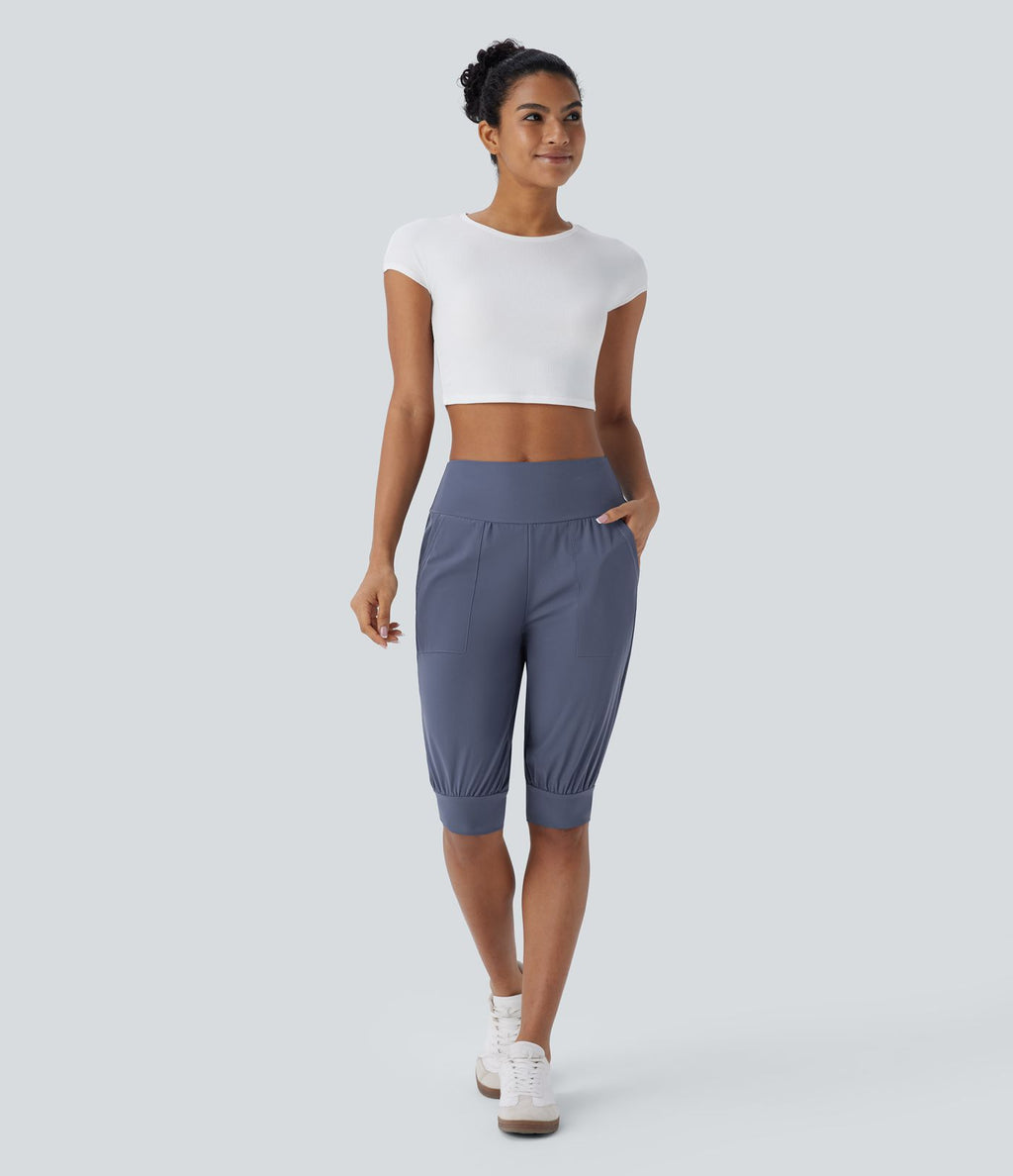 Short décontracté taille haute avec poches latérales