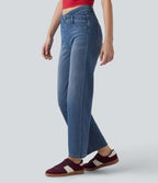 Jean droit Halara Flex™ taille mi-haute croisé gainant avec poches