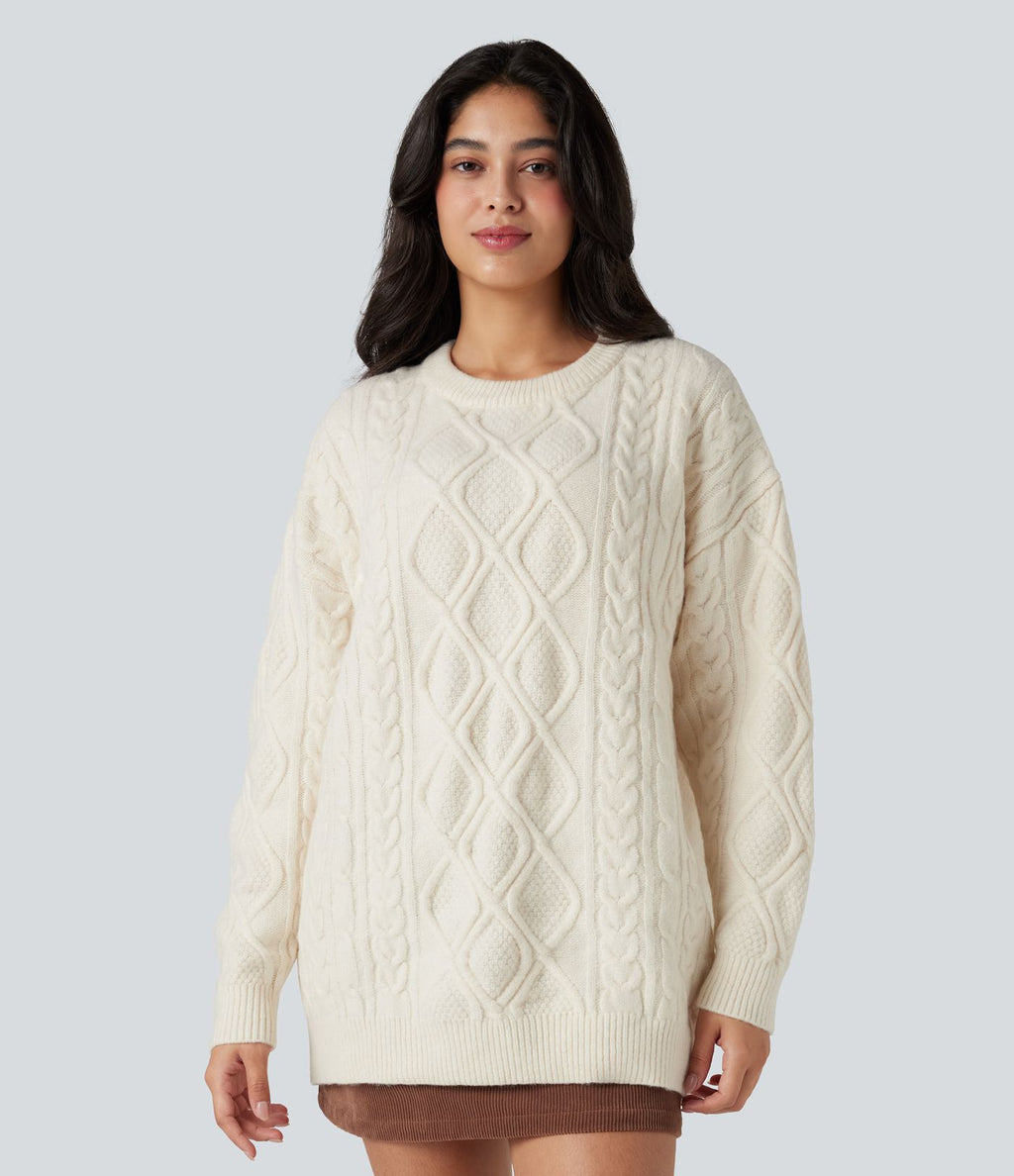 Pull col rond manches longues