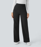 Pantalon  taille haute décontracté thermique Softlyzero™, jambes droites, boutons et poches multiples