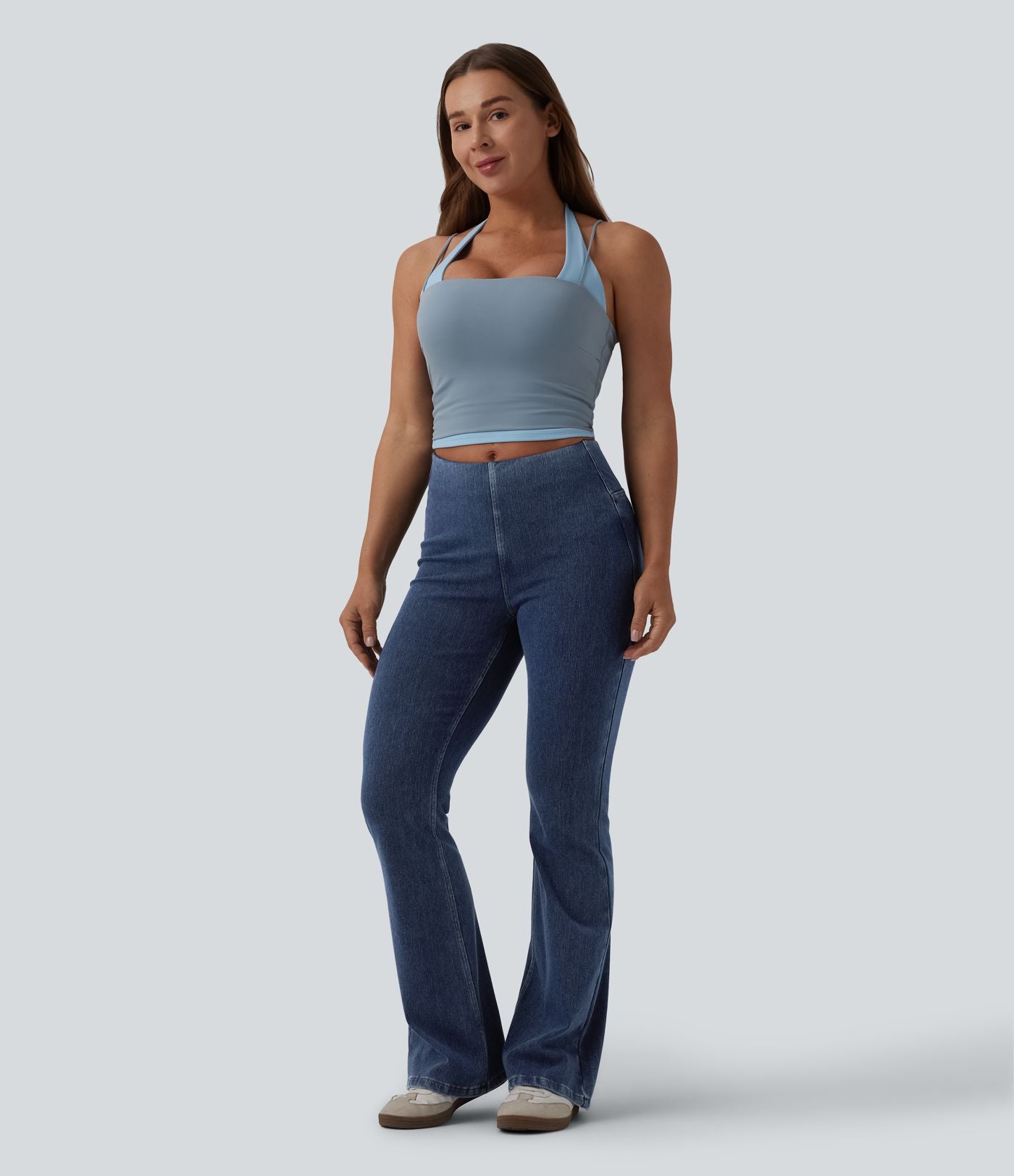 Halara Flex™ Jean évasé casual gainant taille mi-haute avec poches