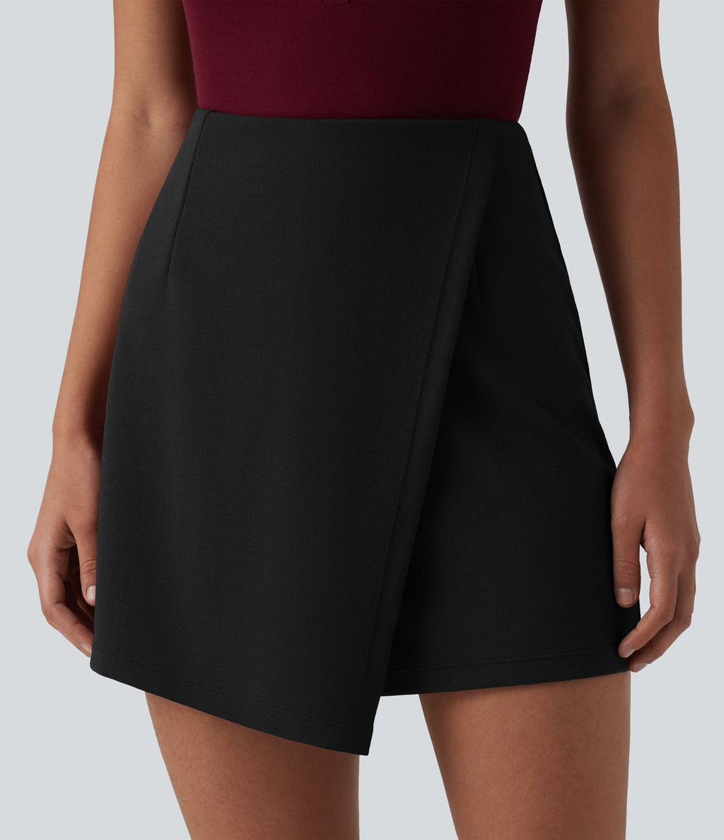 Jupe-short mini tailleur taille haute infroissable longueur rallongée