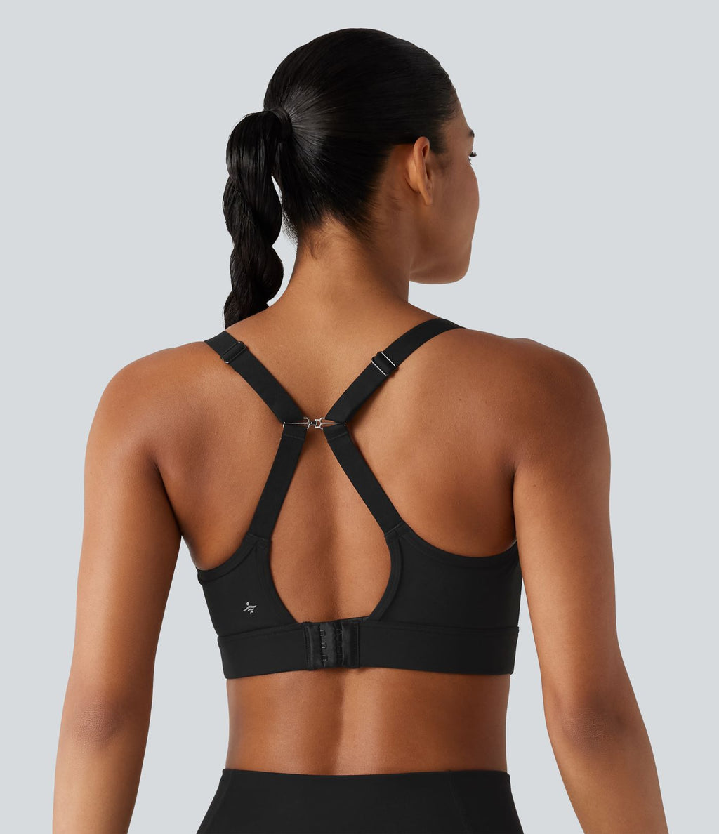 Brassière de sport d'entraînement maintien moyen col U dos nu avec boucle ajustable et [coque moulée 3D]