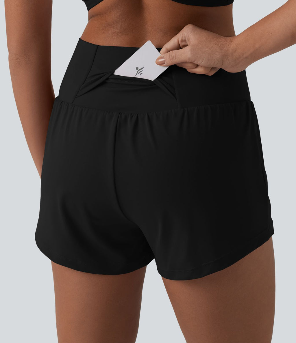 Short de yoga 2-en-1 SoftlyZero™ Airy croisé taille haute 7,5 cm effet frais InstantCool avec poches