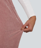 Pantalon de détente évasé en velours taille haute avec cordon de serrage et poches