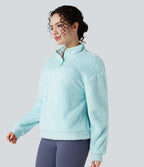 Sweat-shirt polaire col montant boutonné