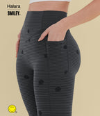 Legging de training Halara X Smiley® Halara UltraSculpt™ imprimé rayures taille haute push-up froncé ventre plat avec poches