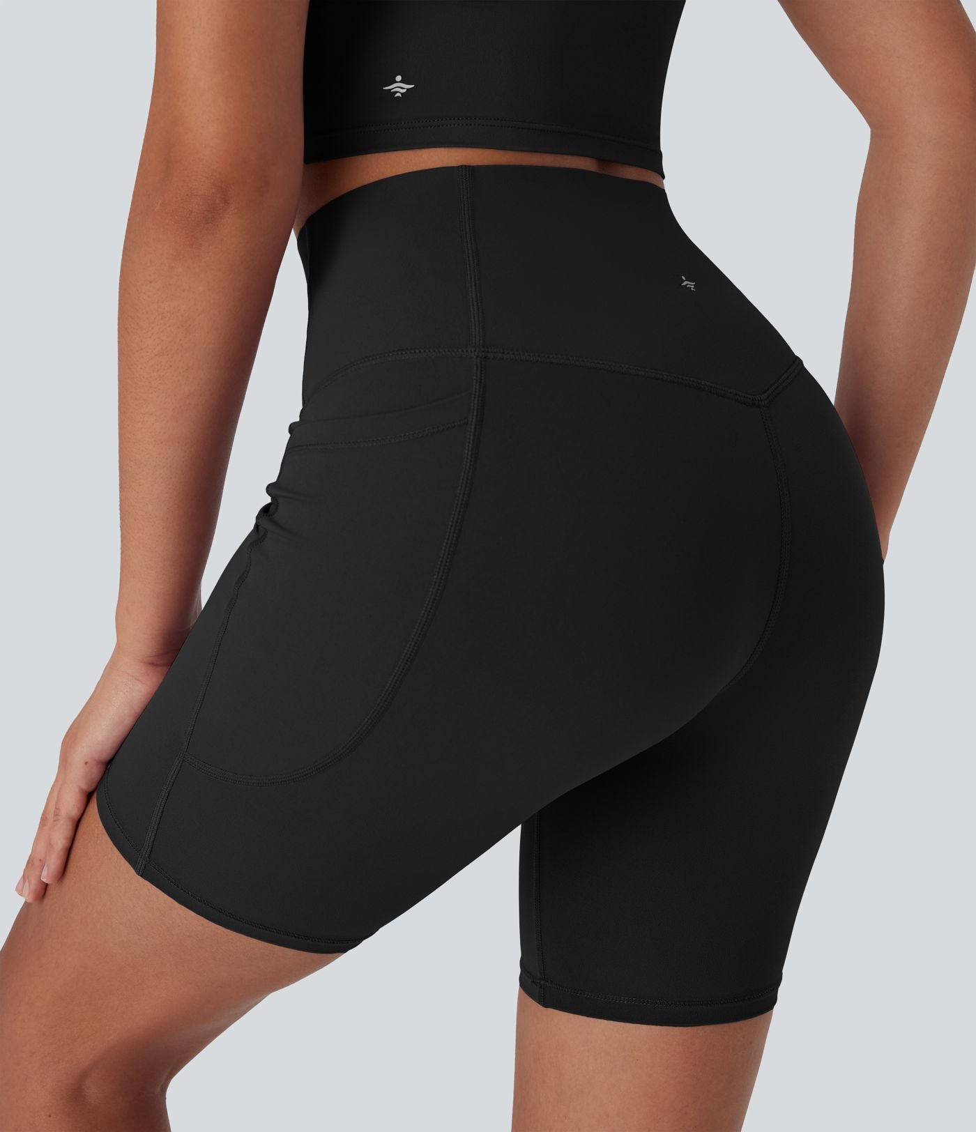 Pantalon large fluide décontracté gainant taille haute avec poches