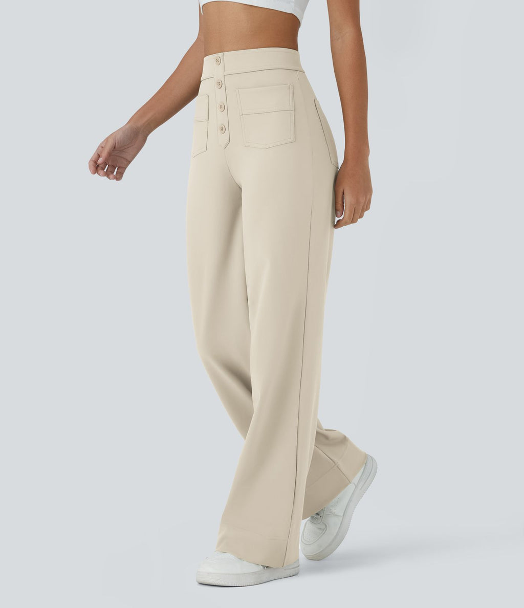 Pantalon taille haute coupe droite DayStretch avec poches