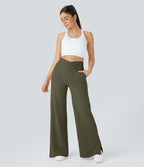 Pantalon yoga large croisé avec ourlet et poches DayStretch - Smile