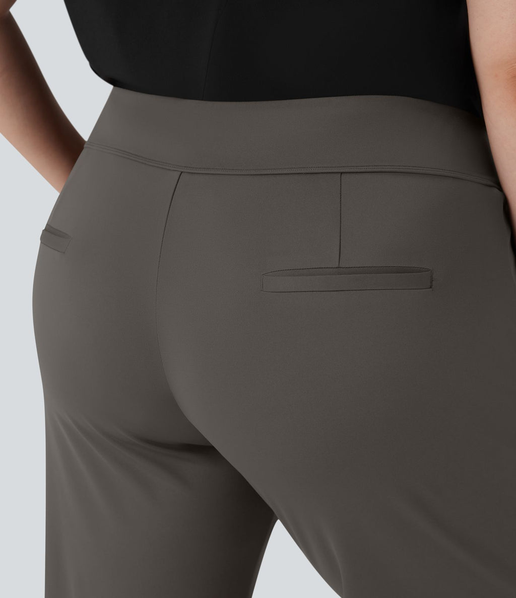 Pantalon tailleur évasé grande taille taille haute Halara Flex™ DayStretch avec poches zippées latérales