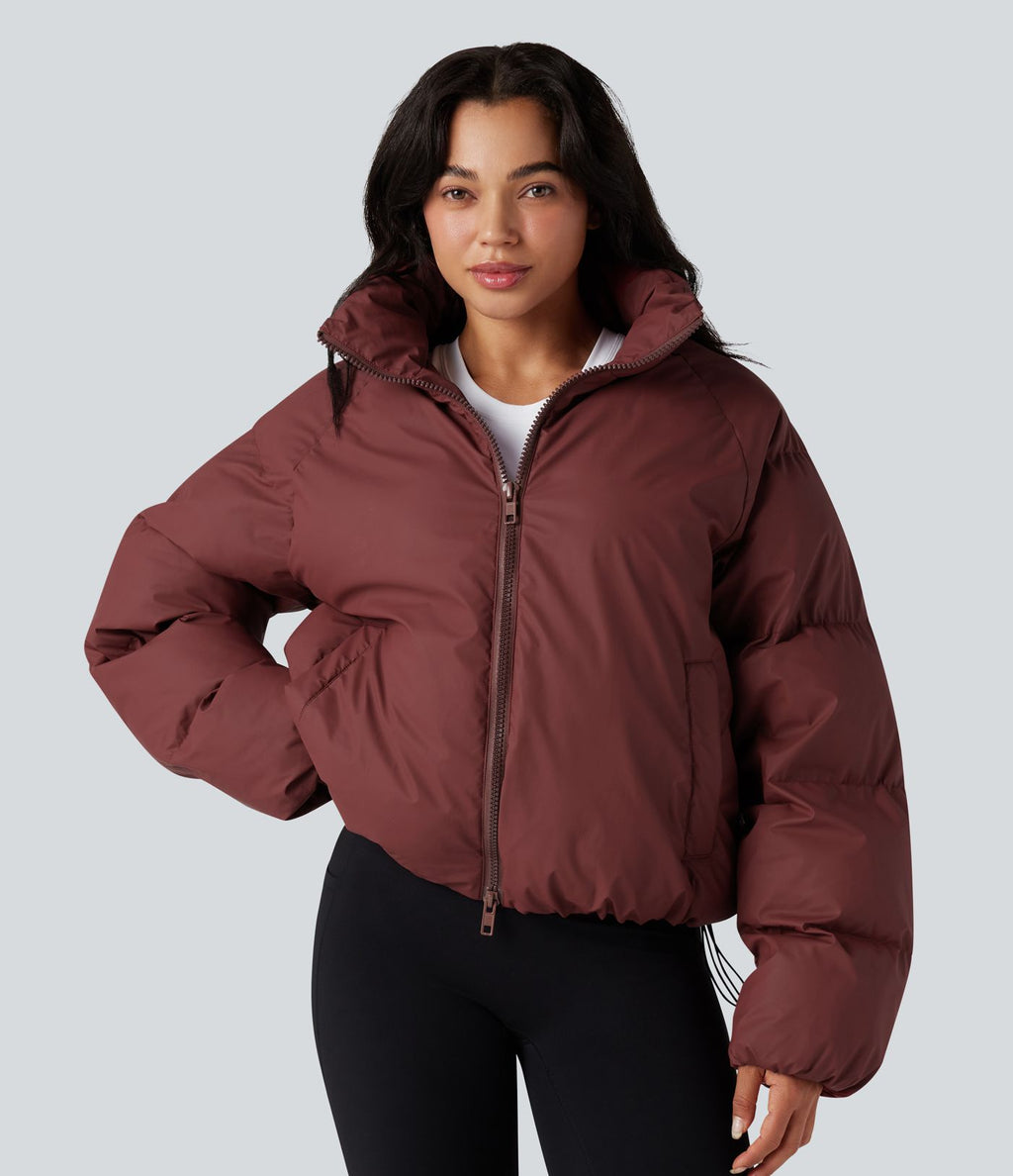 Doudoune casual oversize à col montant avec ourlet à cordon de serrage et poches